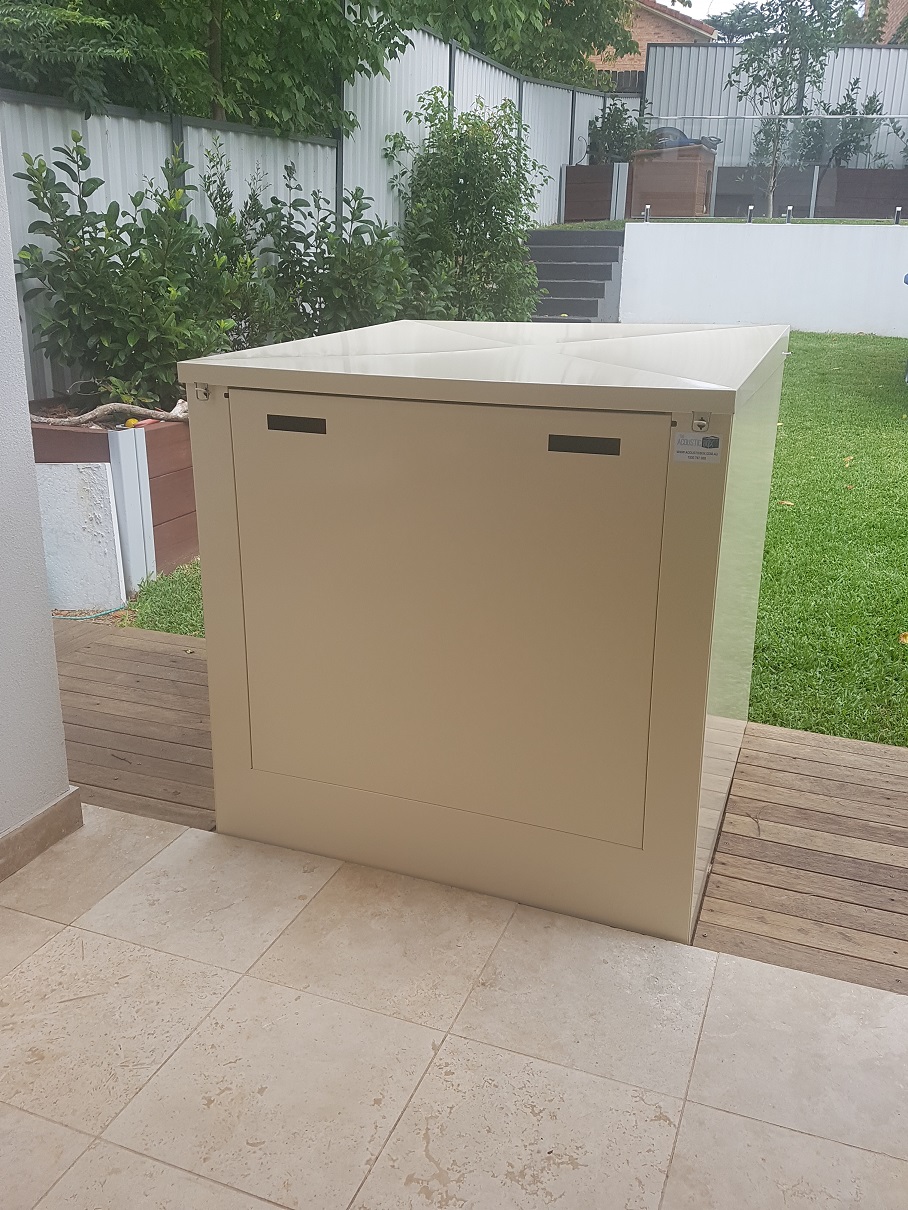 medium pool filter box enclosure in eggshell beige